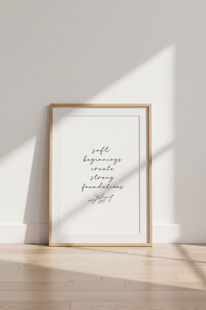 Soft Beginnings Quote Wall Art Print | Office &amp; Nursery Decor | Minimalist Poster