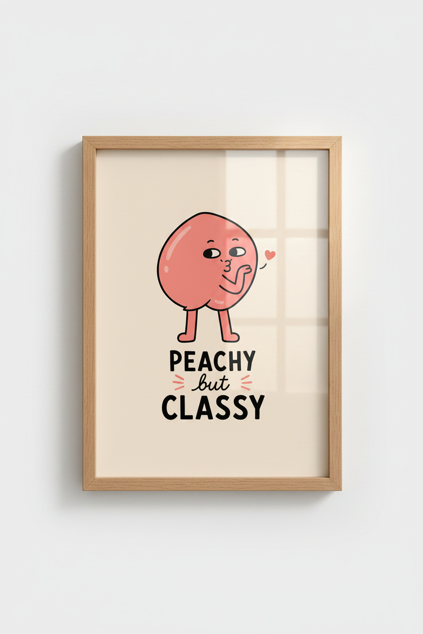 Funny Peach Wall Art Print | Cute Sassy Kitchen Decor | Retro Pastel Poster
