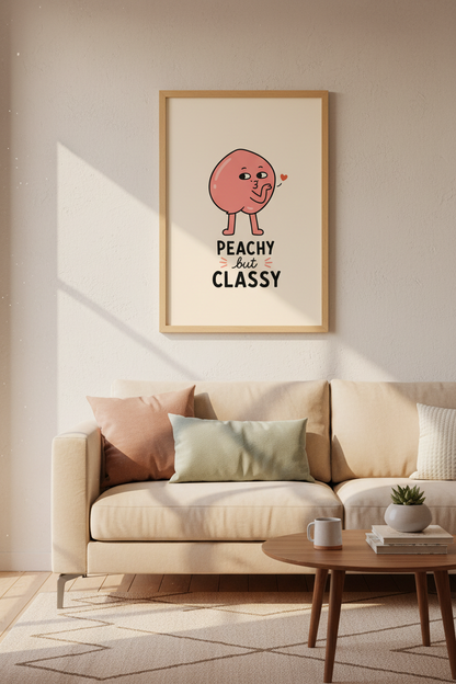 Funny Peach Wall Art Print | Cute Sassy Kitchen Decor | Retro Pastel Poster