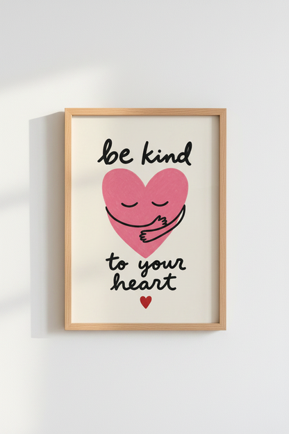 Boho Be Kind Wall Art Print | Living Room Decor | Soft Pink Poster