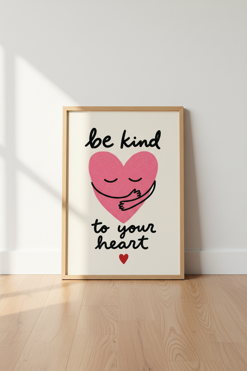 Boho Be Kind Wall Art Print | Living Room Decor | Soft Pink Poster