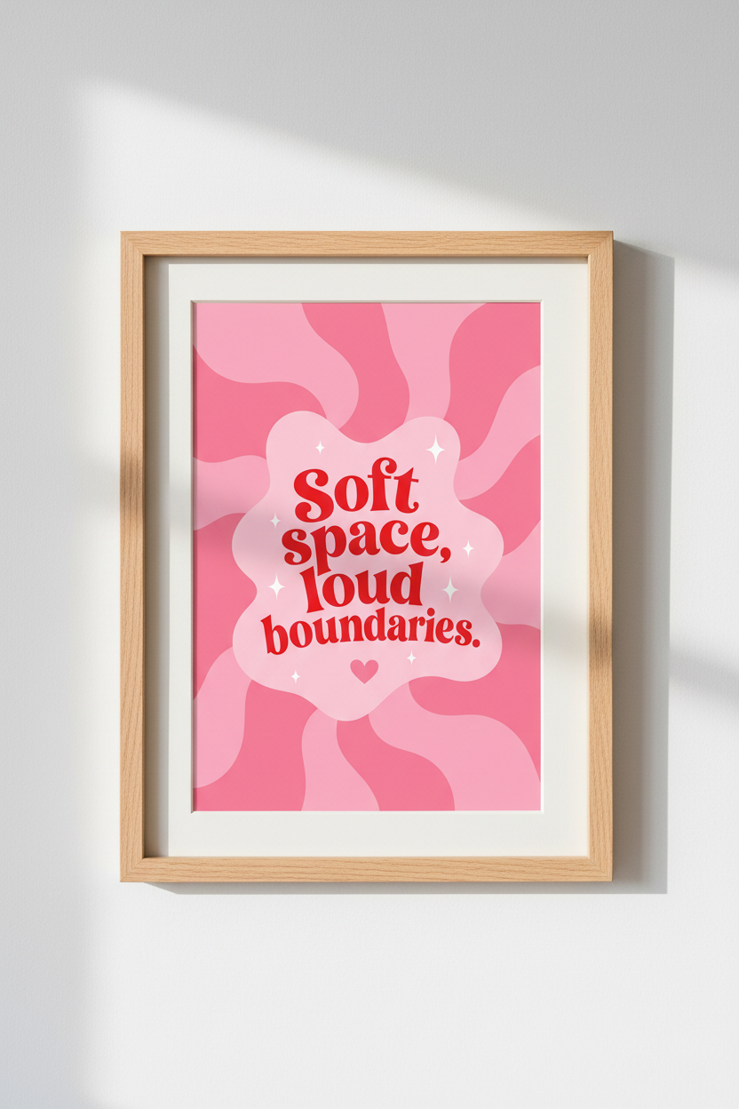 Danish Pastel Wall Art Print | Pink Wavy Retro Poster | Preppy Room Decor