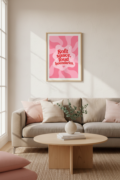 Danish Pastel Wall Art Print | Pink Wavy Retro Poster | Preppy Room Decor