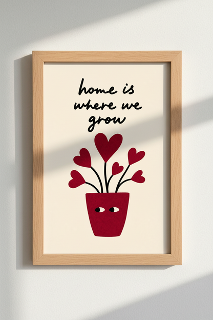 Heart Plant Wall Art Print | Living Room Decor | Whimsical Poster