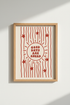 Red Sun Poster | Hand-Drawn Line Art, Whimsical Doodle Decor | Living Room