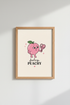 Retro Cartoon Peach Art Print | Cute Bathroom Decor | Aesthetic Pink Poster