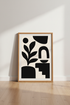 Minimalist Botanical Abstract Art | Modern Black & Cream Poster, Japandi Wall Decor