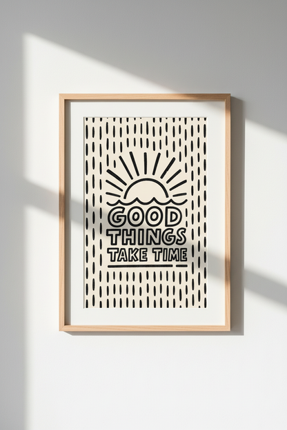 Minimalist Wall Art Print | Monochrome, Hand-Drawn Accent for Living Room Decor
