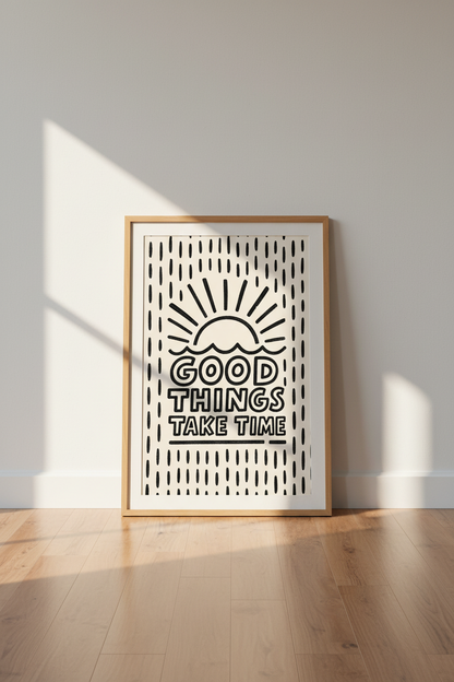 Minimalist Wall Art Print | Monochrome, Hand-Drawn Accent for Living Room Decor