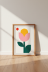 Bauhaus Flower Print | Minimalist Geometric Floral Wall Art, Modern Bedroom Decor