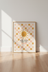 Smiling Sun Quote | Retro Pink Checkered, Nursery & Bedroom Decor Poster