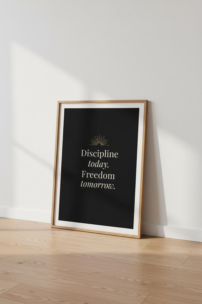 Discipline Today Freedom Tomorrow Art | Office Decor | Minimalist Motivational Poster