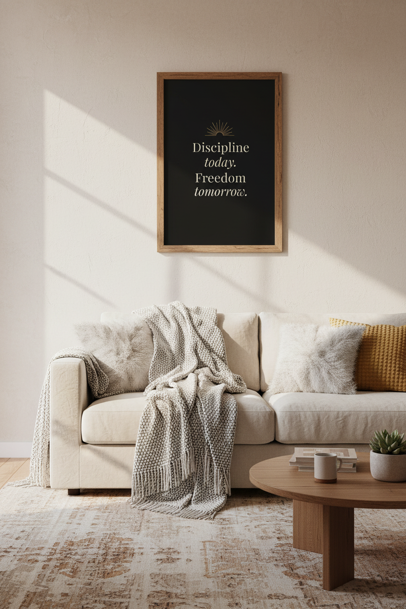 Discipline Today Freedom Tomorrow Art | Office Decor | Minimalist Motivational Poster