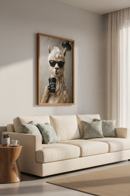 Funny Llama Shower Wall Art Print | Bathroom Decor | Quirky Animal Poster