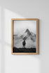Nature Deer Wall Art Print | Black and White Mountain Poster, Cabin Decor