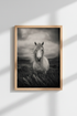 Horse Photography Print | Moody Wild Horse Poster, Monochrome Farmhouse Wall Art