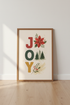 Joy Christmas Wall Art | Watercolor Botanical Poinsettia, Holiday Decor