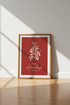 Mistletoe Happy Holidays Art | Red & Cream Festive Print, Winter Home Decor