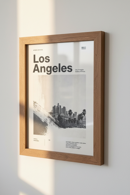 Los Angeles Skyline Wall Art | Minimalist Black &amp; White City Print, Modern Home Decor