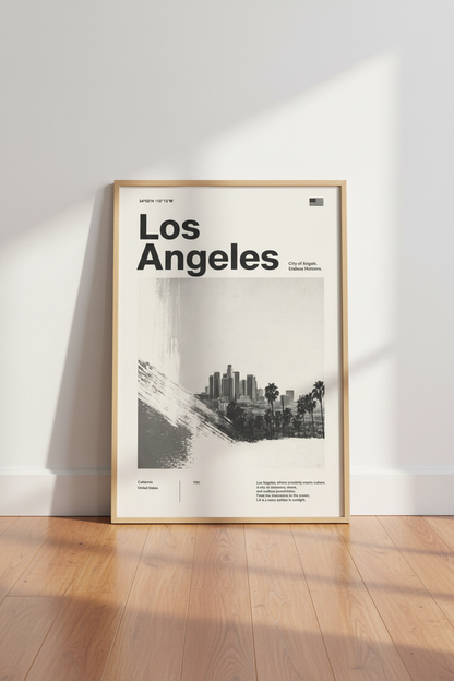 Los Angeles Skyline Wall Art | Minimalist Black &amp; White City Print, Modern Home Decor