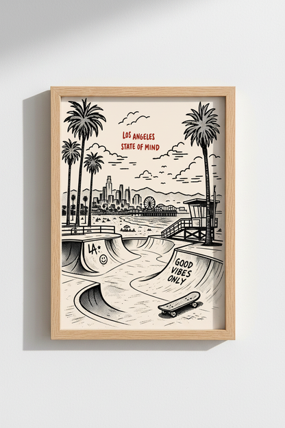 Sketch Illustration LA cityscape Wall Art Print | Home Decor | Poster