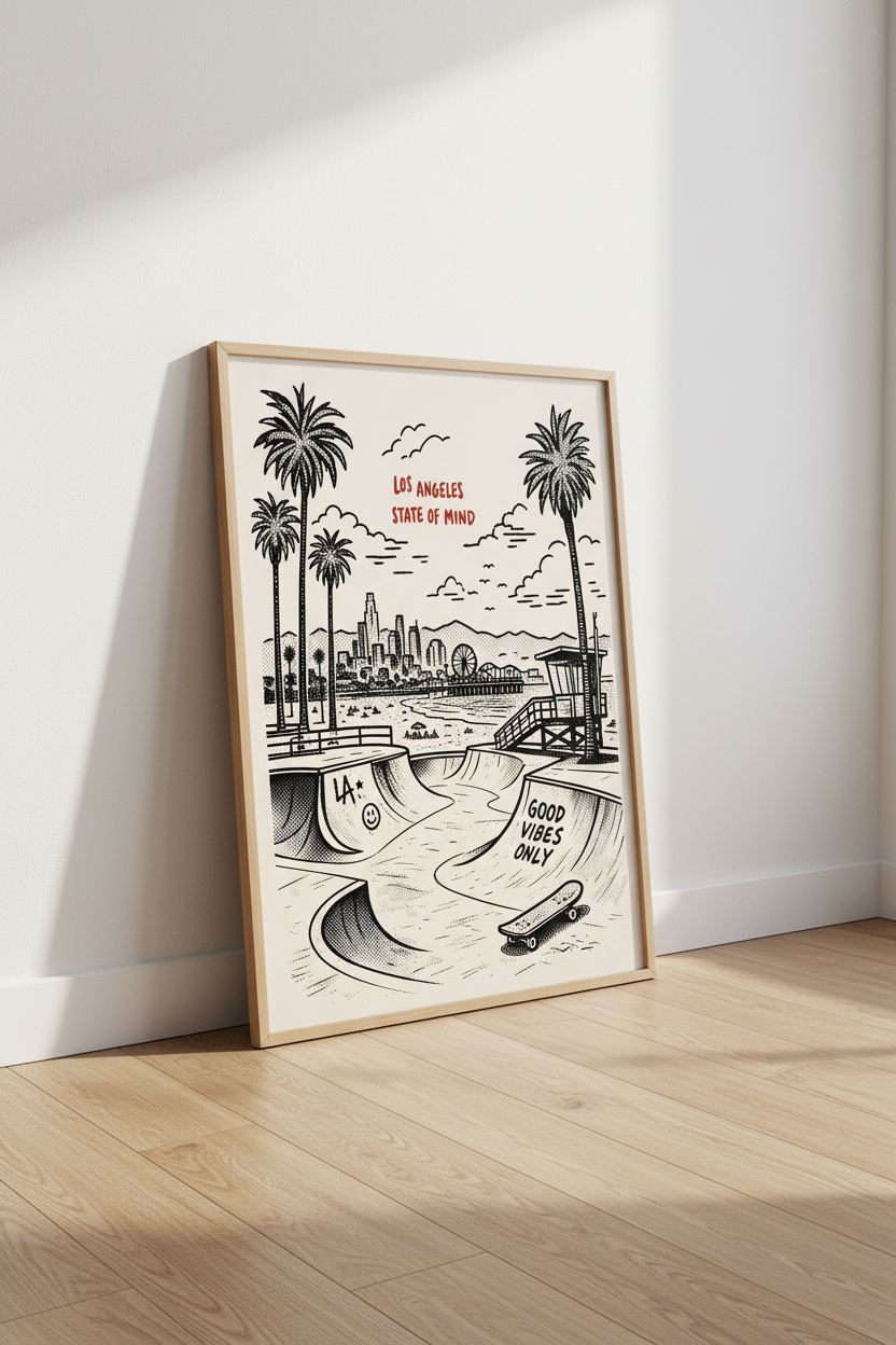 Sketch Illustration LA cityscape Wall Art Print | Home Decor | Poster