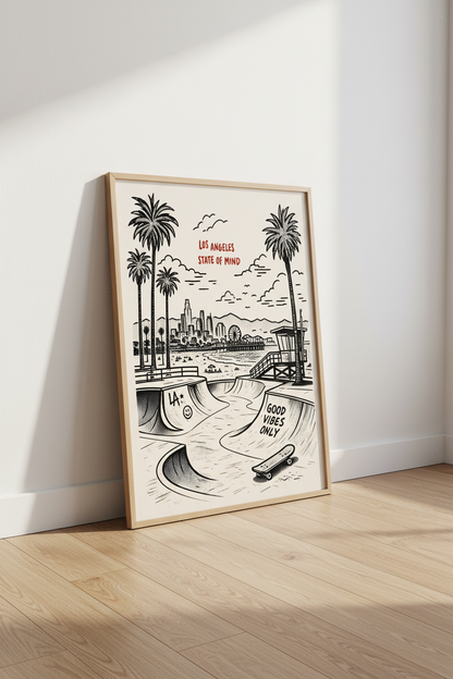Sketch Illustration LA cityscape Wall Art Print | Home Decor | Poster