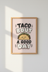 Funny Taco Wall Art Print | Cute Kitchen Decor | Retro Pink Foodie Poster