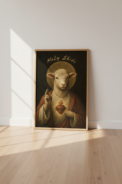 Holy Sheep Renaissance Wall Art | Funny Moody Decor | Dark Academia Poster