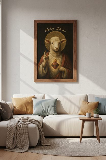 Holy Sheep Renaissance Wall Art | Funny Moody Decor | Dark Academia Poster