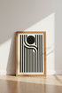 Mid Century Modern Geometric Wall Art | Bauhaus Stripe Poster, Black White Decor