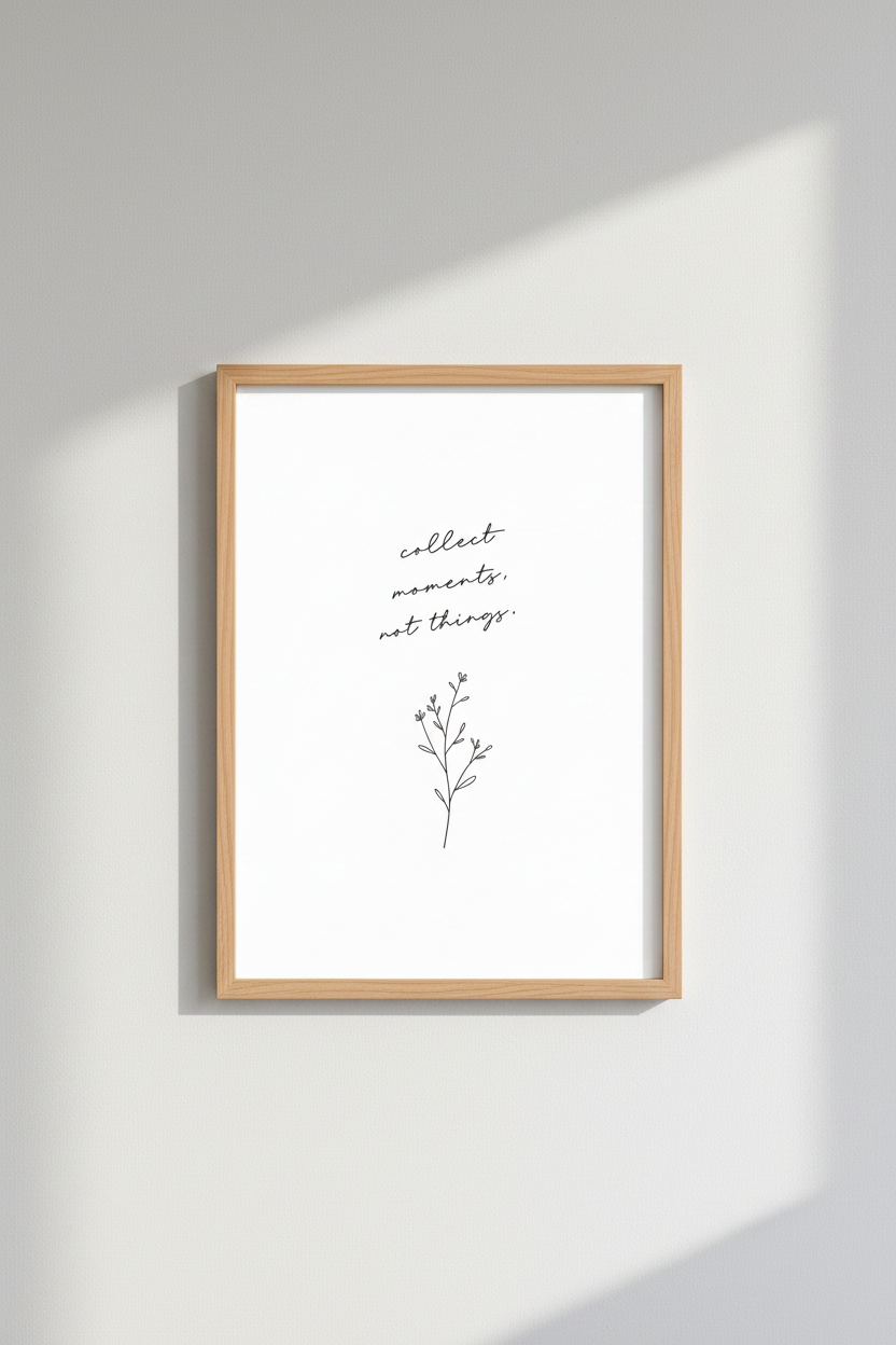 Collect Moments Not Things | Minimalist Botanical Wall Art, Modern Home Decor