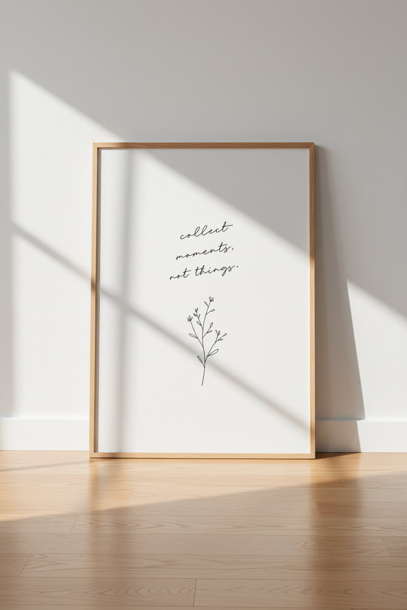 Collect Moments Not Things | Minimalist Botanical Wall Art, Modern Home Decor