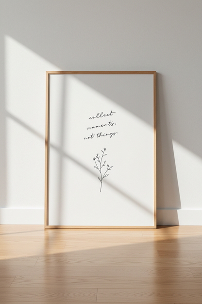 Collect Moments Not Things | Minimalist Botanical Wall Art, Modern Home Decor