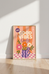 Good Vibes Only Floral Print | Retro Groovy Orange Pink Poster, Danish Pastel Decor