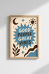Good Vibes Poster | Modern Blue Starburst, Living Room Decor
