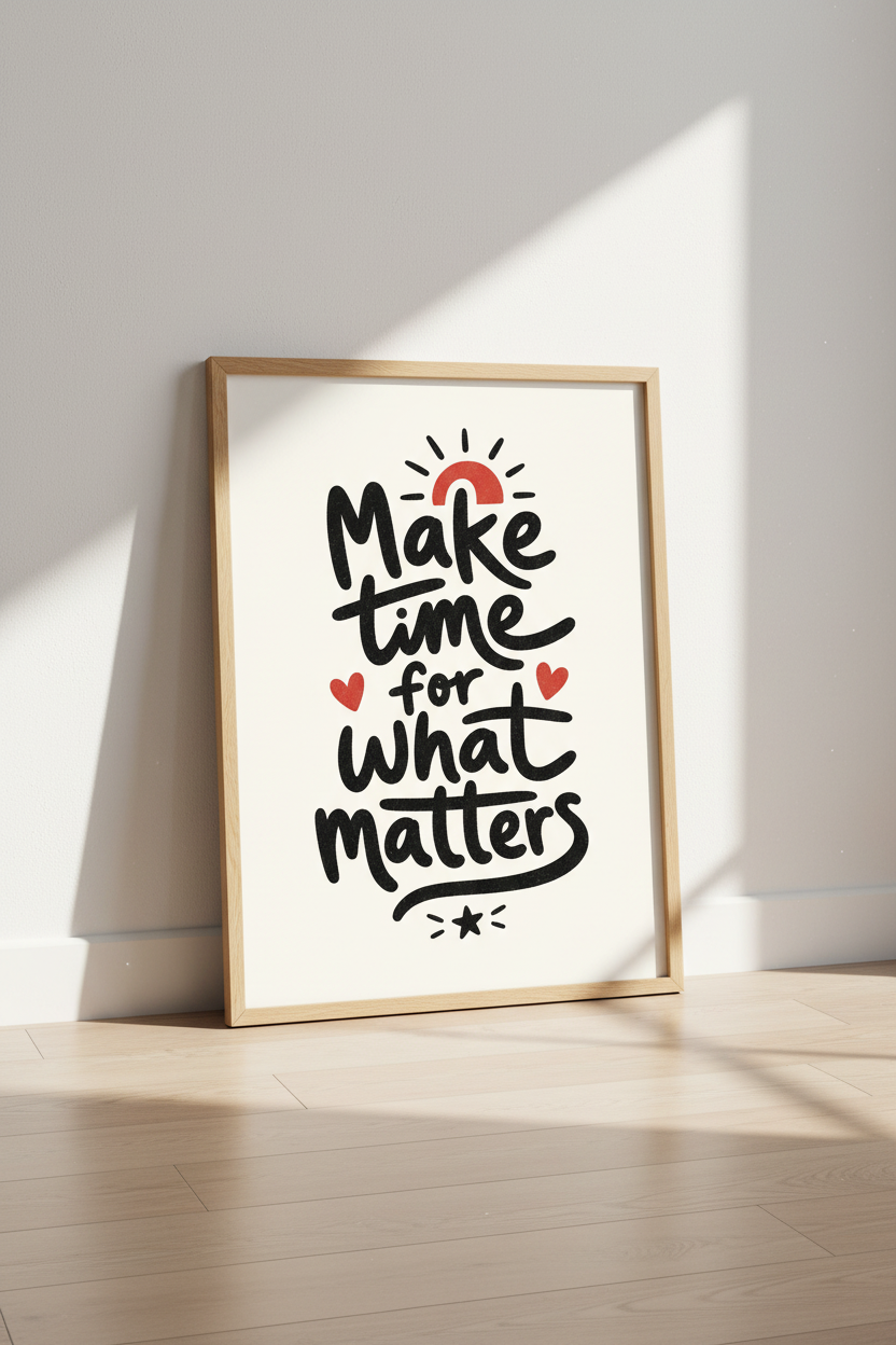Minimalist wall art | Hand-lettered cream print, living room poster | Cozy decor