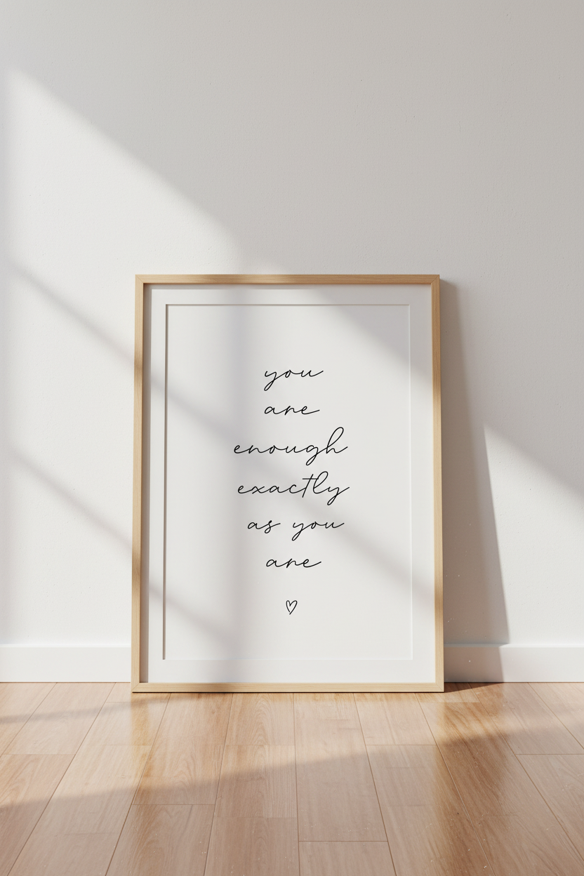 You Are Enough Quote Wall Art | Minimalist Affirmation Print, Bedroom Decor Poster