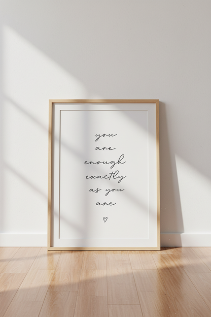 You Are Enough Quote Wall Art | Minimalist Affirmation Print, Bedroom Decor Poster