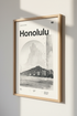 Honolulu Hawaii Wall Art | Modern Minimalist Oahu Poster | Beach House Decor
