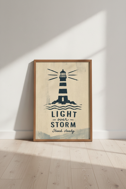 Lighthouse Wall Art Print | Nautical Quote Poster, Coastal Home Decor