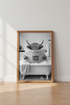 Highland Cow in Bathtub Wall Art | Funny Bathroom Print | Black and White Poster
