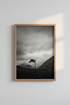 Moody Nature Wall Art | Black and White Mountain Tree Poster, Minimalist Landscape Print