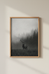 Rustic Deer Wall Art Print | Moody Black & White Forest Poster, Nature Decor