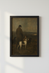Vintage Hunter & Hounds Oil Painting | Moody Earth Tones, Antique Study Wall Art