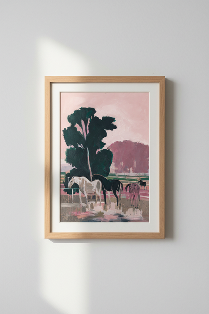 Pastel Horse Wall Art Print | Living Room Decor | Dreamy Poster