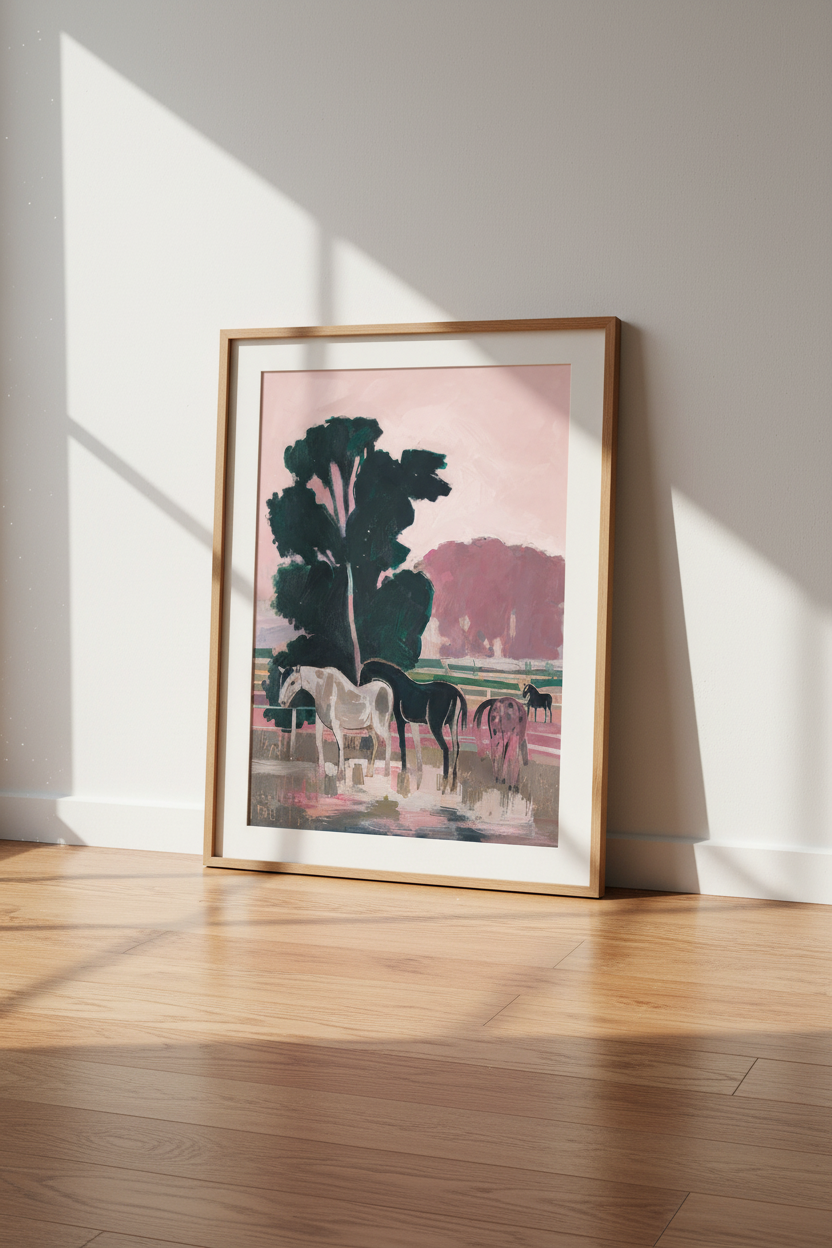Pastel Horse Wall Art Print | Living Room Decor | Dreamy Poster