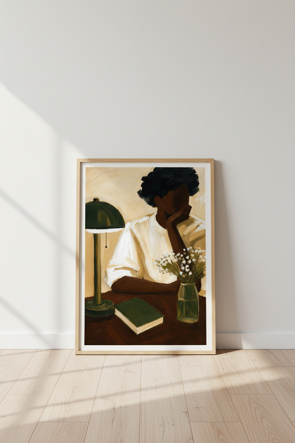 Modern Portrait Art | Warm Tones, Beige &amp; Olive | Living Room Decor