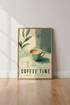 Coffee Time Wall Art | Sage Green Kitchen Decor | Modern Latte Poster