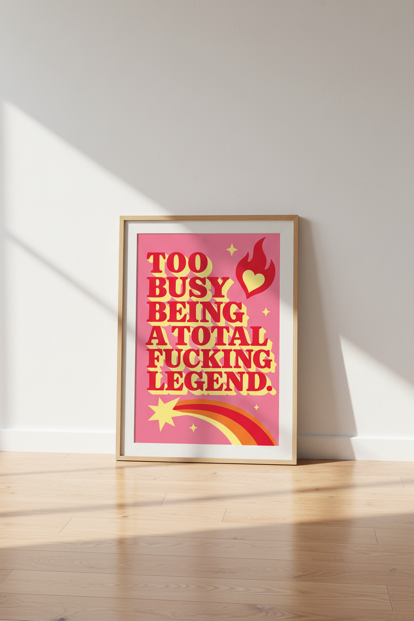 Retro Quote Print | Pink Aesthetic Wall Art, Sassy Office Decor Poster